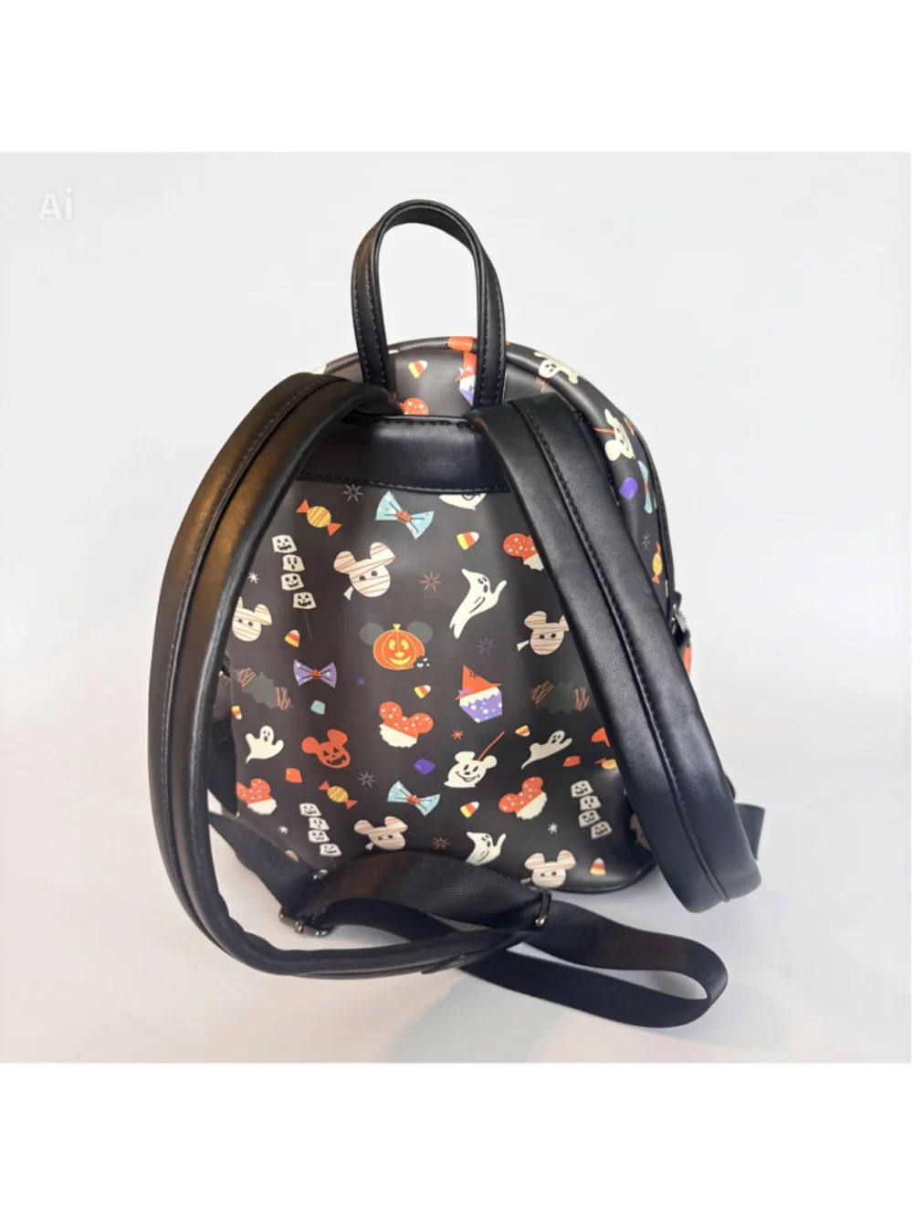Disney Parks Loungefly Halloween Mickey Ghost Mummy Candy Mini Backpack Black